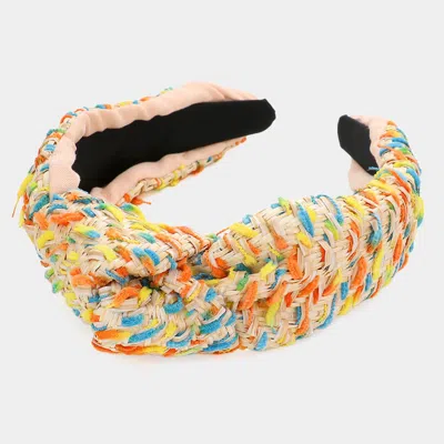 Fashnzfab Colorful Cord Straw Knot Burnout Headband In Multi