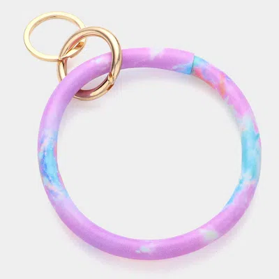 Fashnzfab Colorful Faux Leather Keychain / Bracelet In Pink