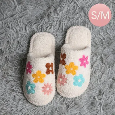 Fashnzfab Colorful Flower Pattern Embroidered Soft Home Indoor Floor Slippers - Multi