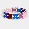 Fashnzfab Colorful Flower Rhinestone Stretch Bracelet Multi, Purple In Multi