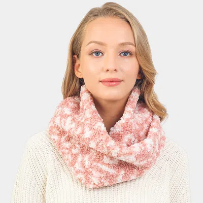 Fashnzfab Colorful Leopard Pattern Teddy Bear Infinity Scarf In Pink