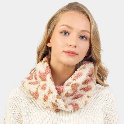 Fashnzfab Colorful Leopard Pattern Teddy Bear Infinity Scarf In Sand