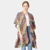 Fashnzfab Colorful Leopard Patterned Cover Up Kimono Poncho In Multi