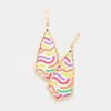 Fashnzfab Colorful Line Patterned Resin Dangle Earrings - Multi In Gold