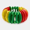 Fashnzfab Colorful Marbled Half Round Wood Bead Stretch Bracelet Multi In Multi