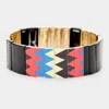Fashnzfab Colorful Multi Pattern Metal Stretch Bracelet Black, Multi In Multi