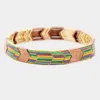 Fashnzfab Colorful Multi Pattern Metal Stretch Bracelet Copper Burnished, Multi In Gold
