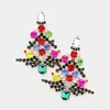 Fashnzfab Colorful Multi Stone Christmas Tree Earrings In Multi