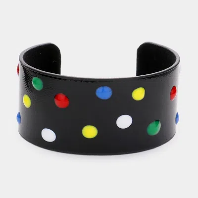 Fashnzfab Colorful Polka Dot Cuff Bracelet Black