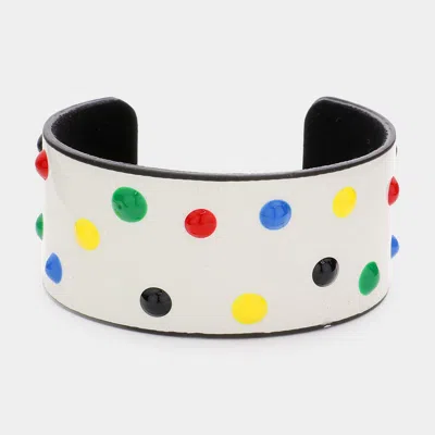Fashnzfab Colorful Polka Dot Cuff Bracelet White In Multi