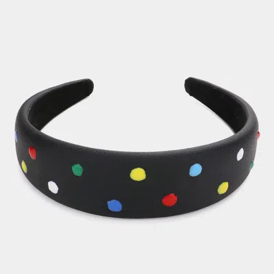 Fashnzfab Colorful Polka Dot Headband In Black