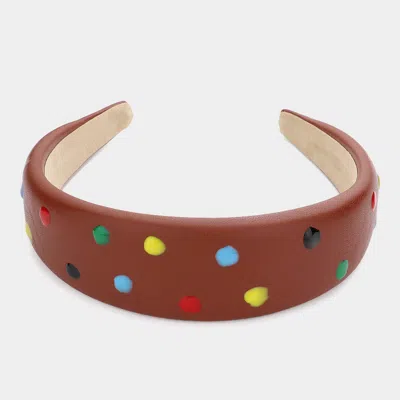 Fashnzfab Colorful Polka Dot Headband In Brown