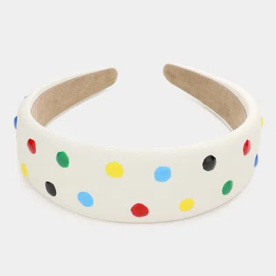 Fashnzfab Colorful Polka Dot Headband In White