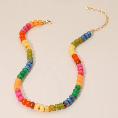 Fashnzfab Colorful Round Beaded Necklace In Multi