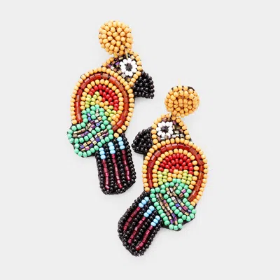 Fashnzfab Colorful Seed Bead Bird Parrot Earrings In Multi