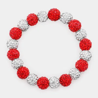 Fashnzfab Colorful Shamballa Ball Stretch Bracelet Clear, Siam In Multi
