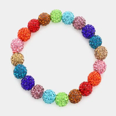 Fashnzfab Colorful Shamballa Ball Stretch Bracelet In Multi
