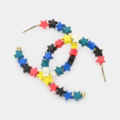 Fashnzfab Colorful Star Hoop Earrings In Multi