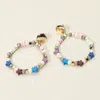 Fashnzfab Colorful Star Pearl Open Circle Dangle Earrings - Gold, Light, Multi In Multi