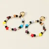 Fashnzfab Colorful Star Pearl Open Circle Dangle Earrings In Brown