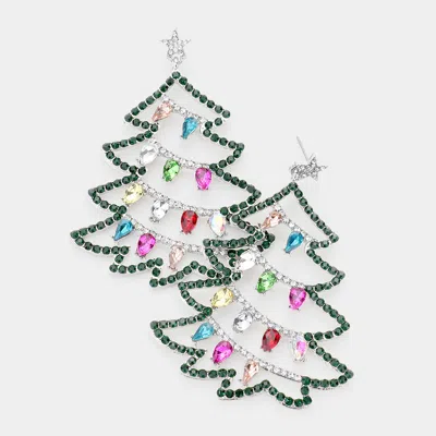 Fashnzfab Colorful Stone Christmas Tree Earrings In Multi