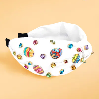 Fashnzfab Colorful Stone Cluster Enamel Decorated Easter Egg Embellished Knot Headband In Gold