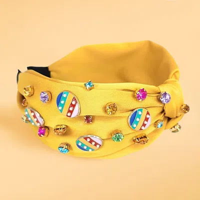 Fashnzfab Colorful Stone Cluster Enamel Decorated Easter Egg Embellished Knot Headband In Multi