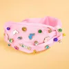 Fashnzfab Colorful Stone Cluster Enamel Easter Bunny Embellished Knot Headband In Multi