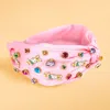 Fashnzfab Colorful Stone Cluster Enamel Easter Bunny Embellished Knot Headband In Multi
