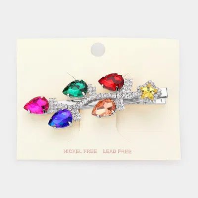 Fashnzfab Colorful Teardrop Stone Snap Alligator Hair Clip In Metallic