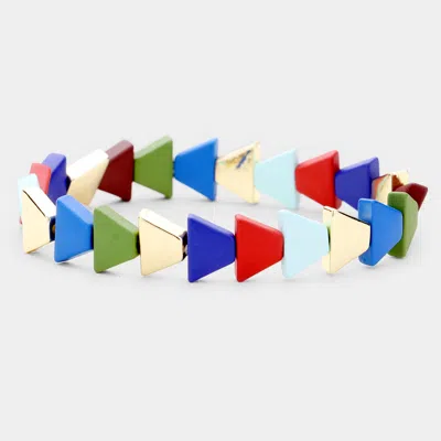 Fashnzfab Colorful Triangle Wood Bead Stretch Bracelet In Multi