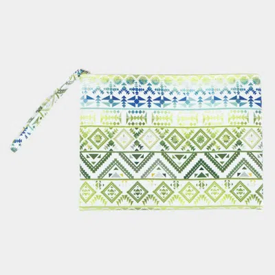 Fashnzfab Colorful Tribal Pouch Clutch Bag In Green