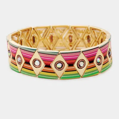 Fashnzfab Colorful Western Metal Stretch Bracelet Gold, Multi In Pink