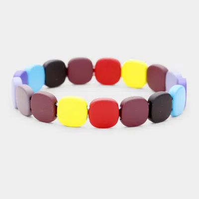 Fashnzfab Colorful Wood Bead Stretch Bracelet In Multi
