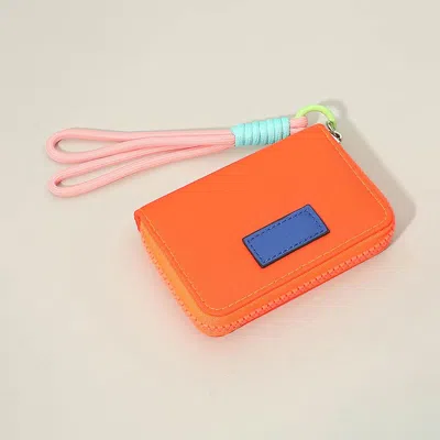 Fashnzfab Compact Zip Around Mini Wallet In Orange