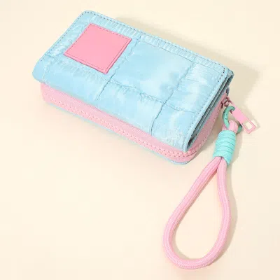 Fashnzfab Compact Zip Around Wristlet Wallet In Blue