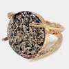 Fashnzfab Confetti Round Stone Hinged Bracelet Black, Gold In Multi