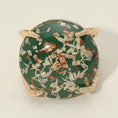 Fashnzfab Confetti Round Stone Hinged Bracelet Gold, Green In Multi