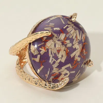 Fashnzfab Confetti Round Stone Hinged Bracelet Gold, Purple In Multi