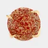 Fashnzfab Confetti Round Stone Hinged Bracelet Gold, Red In Multi