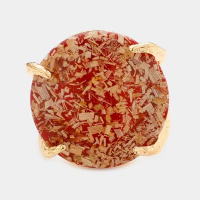 Fashnzfab Confetti Round Stone Hinged Bracelet Gold, Red In Multi
