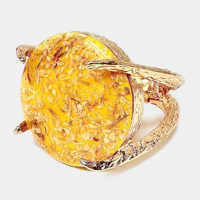 Fashnzfab Confetti Round Stone Hinged Bracelet Gold, Yellow