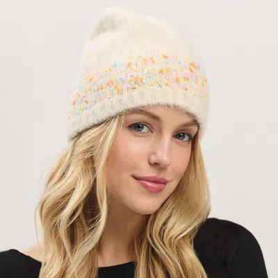 Fashnzfab Confetti Solid Winter Beanie Hat In Beige