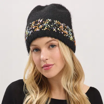 Fashnzfab Confetti Solid Winter Beanie Hat In Black