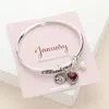 Fashnzfab Consistency Loyalty January Heart Birthday Stone Charm Bracelet Red In Metallic