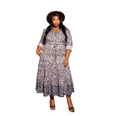 Fashnzfab Contrast Animal Print Shirt Dress In Multi