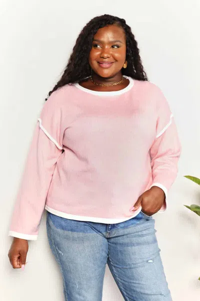 Fashnzfab Contrast Detail Dropped Shoulder Knit Top In Multi