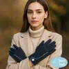 Fashnzfab Contrast Stitch Accent Smart Touch Gloves In Blue