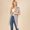 Fashnzfab Contrast Trim Open Front Knit Wrap Shawl Poncho Scarf In Gray