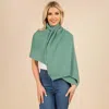 Fashnzfab Convertible Button Up Waffle Knit Shawl Cape Poncho In Green